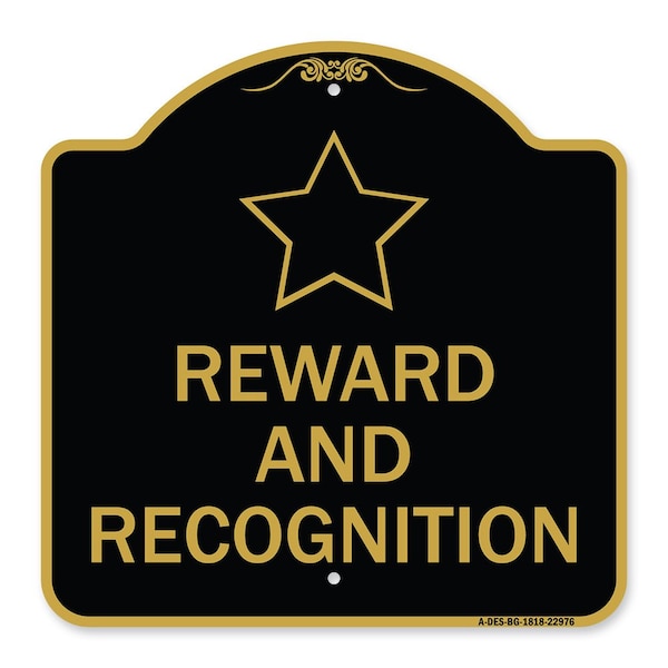 Signmission Designer Series Sign-Reward and Recognition, Black & Gold Aluminum Sign, 18" x 18", BG-1818-22976 A-DES-BG-1818-22976 - main